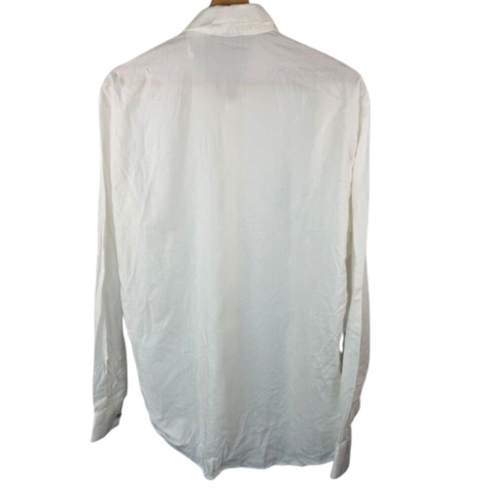 Versace Classic V2 White Zigzag Jacquard Texture Long Sleeve Shirt Size L - Picture 3 of 8